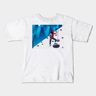 Man hiking in winter season - hiking Kids T-Shirt